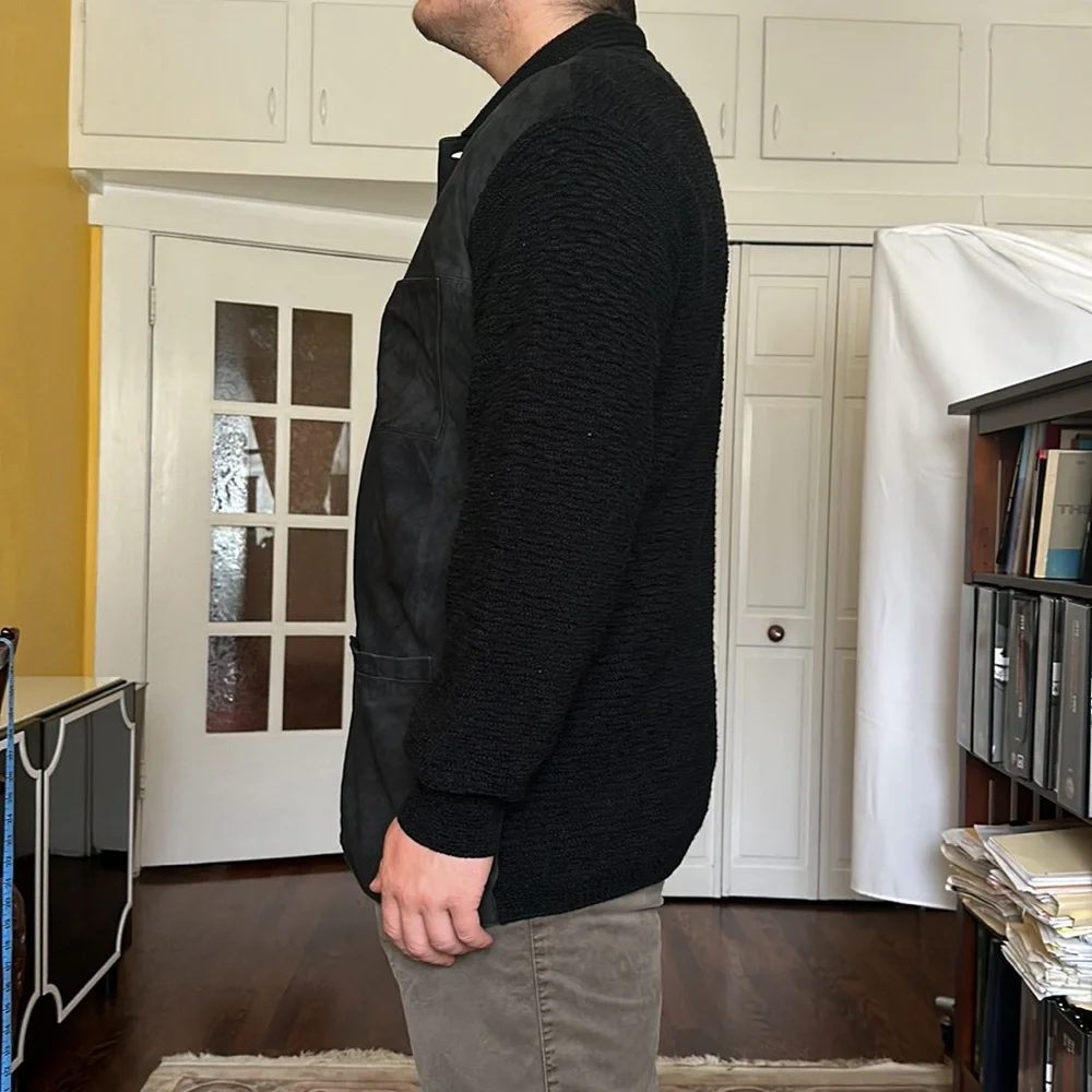 Mondo Di Marco Italian Made Men's Black Suede and Knit Zip Up Jacket size XL